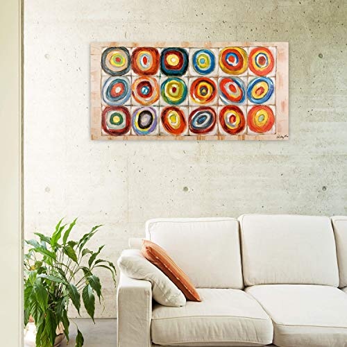 KunstLoft® Acryl Gemälde Kostbarkeiten 120x60cm | original handgemalte Leinwand Bilder XXL | Abstrakt Kreise Bunt | Wandbild Acryl bild moderne Kunst einteilig mit Rahmen