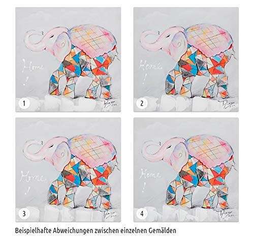 KunstLoft® Bild Der erste Schultag 25x25cm | Leinwand Bild handbemalter Kunstdruck | Elefant Kind Bunt für Kinder Baby Babyzimmer Kinderzimmer | Wandbild Acrylbild moderne Kunst einteilig mit Rahmen