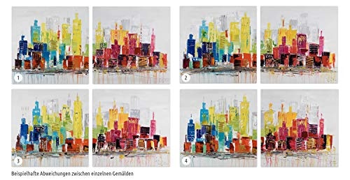 KunstLoft Acryl Gemälde City of Lights 120x60cm | original handgemalte Leinwand Bilder XXL | Moderne Skyline in hellem Bunt | Wandbild Acrylbild Moderne Kunst mehrteilig mit Rahmen