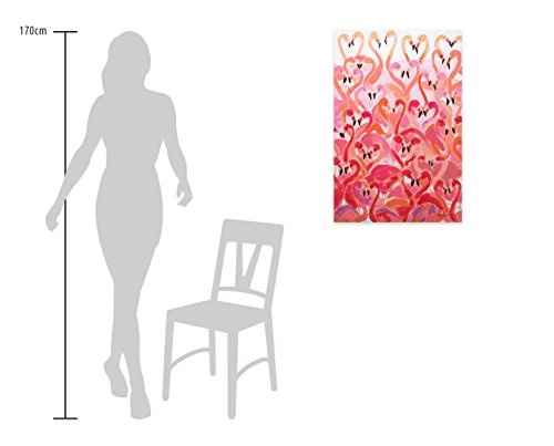 KunstLoft Acryl Gemälde Flamingos in Love 60x90cm | Original handgemalte Leinwand Bilder XXL | Flamingo Vogel Herzen Rot | Wandbild Acrylbild Moderne Kunst mehrteilig mit Rahmen