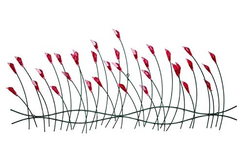 Extravagante KunstLoft® Metall Wandskulptur Verspielte Blumen 56x124x6cm | Design Wanddeko XXL handgefertigt | Luxus Metallbild Wandrelief | Blumen Floral Blüten in Rot & Grün | Wandbild modern