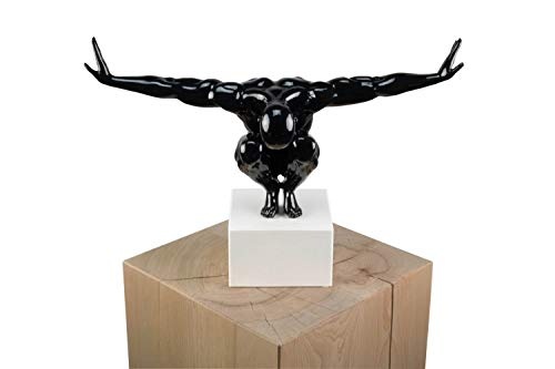 KunstLoft® Skulptur In Balance in 30x30x13cm | Moderne Kunststein-Figur | Schwarz Akt Mann Turner Sportler Cliff Hanger | Statue als Unikat - Handgefertigtes Kunstwerk | Schöne Wohnzimmer-Dekoration