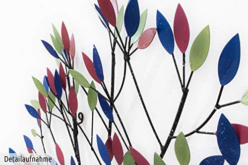 Extravagante KunstLoft® Metall Wandskulptur Wild Growth 76x102x11cm | Design Wanddeko XXL handgefertigt | Luxus Metallbild Wandrelief | Bunter Baum mit zarten Blättern | Wandobjekt Wandbild modern