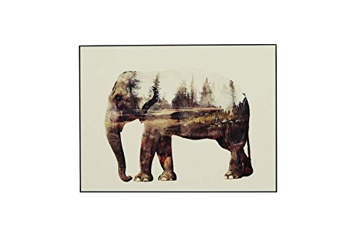 Extravagantes KunstLoft® Acryl Glasbild Elefantenträume 80x60cm | Design Wanddeko Bild XXL handgefertigt | Grauer Elefant Tannen Deko | Moderne Kunst Luxus Wandbild in Hochglanz