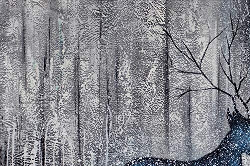 KunstLoft® XXL Gemälde Winterwald 180x200cm | original handgemalte Bilder | Modern Hirsch Schwarz Grau | Leinwand-Bild Ölgemälde einteilig groß | Modernes Kunst Ölbild