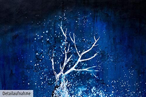 KunstLoft XXL Gemälde Cerf Magique 150x150cm | Original handgemalte Bilder | Hirsch Petrol Schwarz Weiß | Leinwand-Bild Ölgemälde Einteilig groß | Modernes Kunst Ölbild