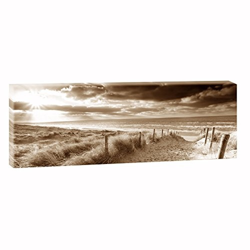 Weg zum Strand 4 | Panoramabild im XXL Format | Kunstdruck auf Leinwand | Wandbild | Poster | Fotografie | Verschiedene Formate und Farben (120 cm x 40 cm , Sepia)
