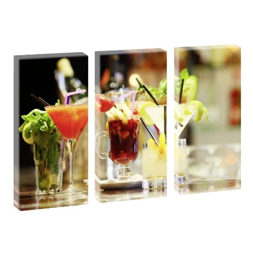 Cocktails - Trendiger Kunstdruck auf Leinwand - mehrteilig 130cm x 80cm (je 40cm x 80cm)