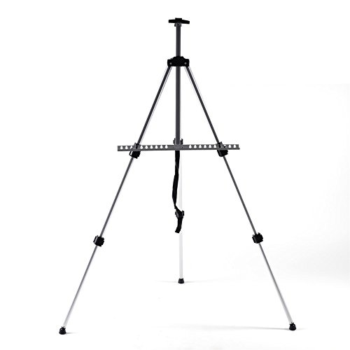 BK BILDERRAHMEN KOLMER Aluminium STAFFELEI Tripod | 125-165cm | Feldstaffelei, Metallstaffelei, Künstlerstaffelei für Leinwände & Keilrahmen bis 83cm Höhe