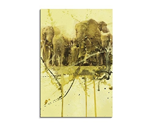 Elephants_Group_90x60cm Splash Art Paul Sinus Aquarell,...