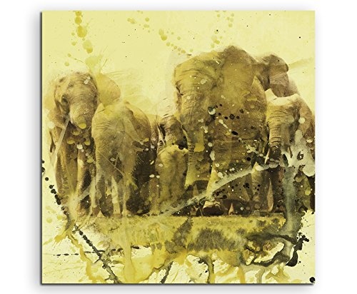 Elephants_Group_60x60cm Splash Art Paul Sinus Aquarell,...