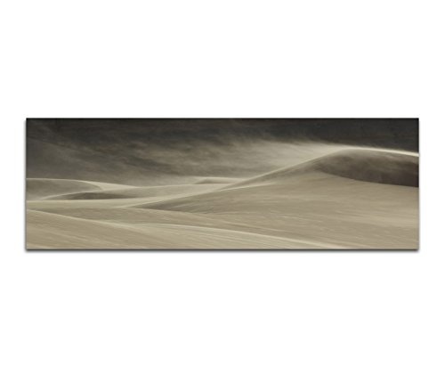Paul Sinus Art Panoramabild auf Leinwand und Keilrahmen 150x50cm Wüste Sanddüne Wind Dämmerung