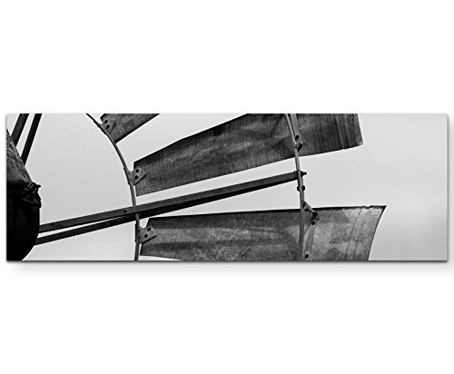 Paul Sinus Art Leinwandbilder | Bilder Leinwand 120x40cm Windmühlenflügel schwarzweiß - Nahaufnahme