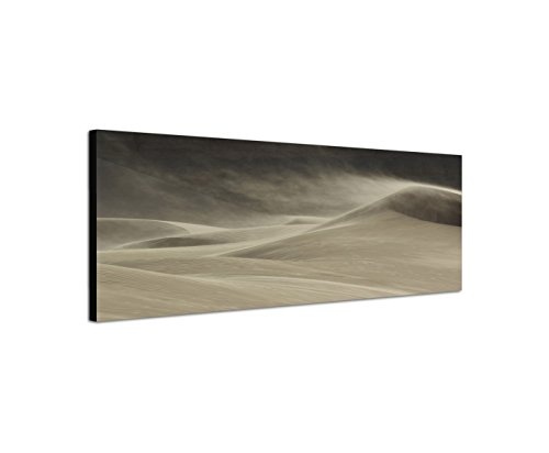 Bilder Wand Bild - Kunstdruck 120x40cm Wüste Sanddüne Wind Dämmerung