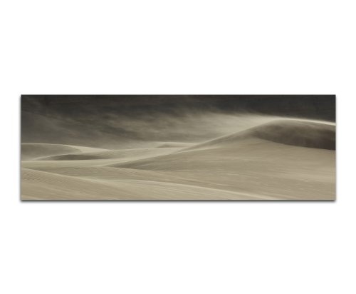 Panoramabild auf Leinwand und Keilrahmen 120x40cm Wüste Sanddüne Wind Dämmerung