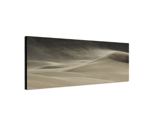 Panoramabild auf Leinwand und Keilrahmen 120x40cm Wüste Sanddüne Wind Dämmerung