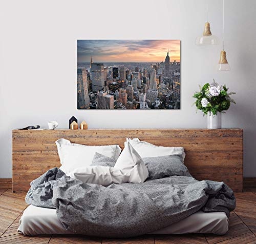 Paul Sinus Art New York Skyline 100 x 70 cm Inspirierende Fotokunst in Museums-Qualität für Ihr Zuhause als Wandbild auf Leinwand in