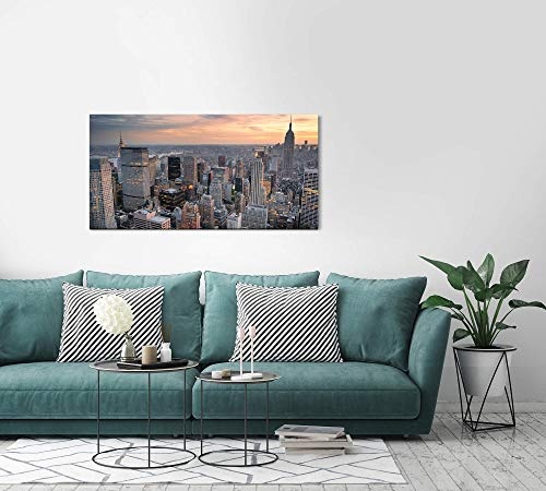 Paul Sinus Art New York Skyline 120x 60cm Panorama Leinwand Bild XXL Format Wandbilder Wohnzimmer Wohnung Deko Kunstdrucke