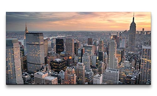 Paul Sinus Art New York Skyline 120x 60cm Panorama Leinwand Bild XXL Format Wandbilder Wohnzimmer Wohnung Deko Kunstdrucke