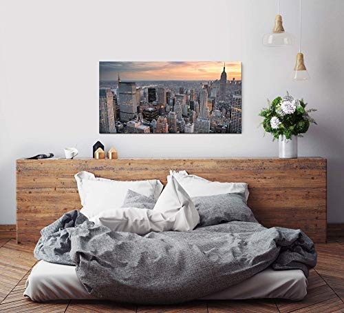 Paul Sinus Art New York Skyline 120x 60cm Panorama Leinwand Bild XXL Format Wandbilder Wohnzimmer Wohnung Deko Kunstdrucke