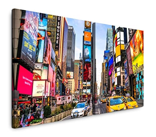 Paul Sinus Art GmbH New York City Skyline 120x60cm - 2 Wandbilder je 60x60cm Kunstdruck modern Wandbilder XXL Wanddekoration Design Wand Bild