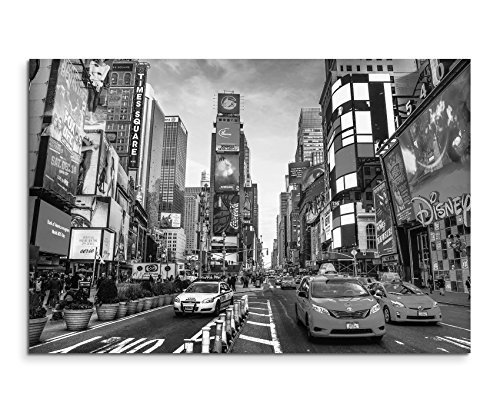 50x70cm Leinwandbild schwarz weiß in Topqualität Amerika New york City Times Square Schnittpunkt