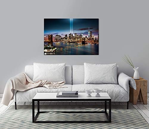 Paul Sinus Art New York City Skyline 120x 80cm Inspirierende Fotokunst in Museums-Qualität für Ihr Zuhause als Wandbild auf Leinwand in