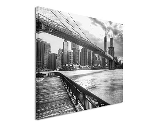 50x70cm Leinwandbild schwarz weiß in Topqualität Ufer New York City