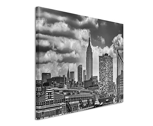 50x70cm Leinwandbild schwarz weiß in Topqualität New York Skyline Wolkenkrater