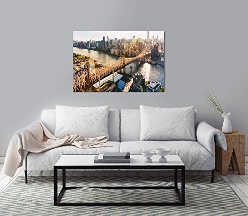 Paul Sinus Art New York City Brücke 40 x 60 cm Inspirierende Fotokunst in Museums-Qualität für Ihr Zuhause als Wandbild auf Leinwand in