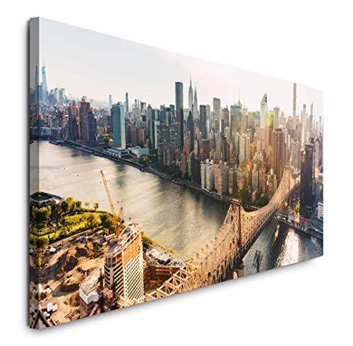 Paul Sinus Art GmbH New York City Brücke 120x 50cm Panorama Leinwand Bild XXL Format Wandbilder Wohnzimmer Wohnung Deko Kunstdrucke