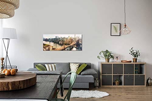 Paul Sinus Art GmbH New York City Brücke 120x 50cm Panorama Leinwand Bild XXL Format Wandbilder Wohnzimmer Wohnung Deko Kunstdrucke