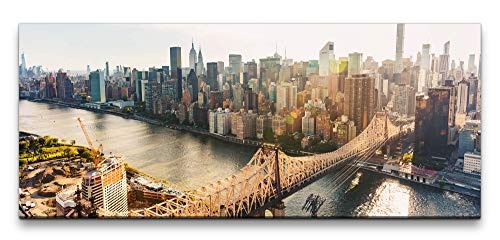 Paul Sinus Art GmbH New York City Brücke 120x 50cm Panorama Leinwand Bild XXL Format Wandbilder Wohnzimmer Wohnung Deko Kunstdrucke