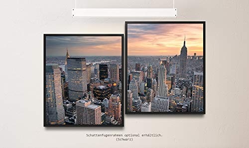 Paul Sinus Art New York Skyline 130 x 90 cm (2 Bilder ca. 75x65cm) Leinwandbilder fertig im Schattenfugenrahmen SCHWARZ Kunstdruck XXL modern