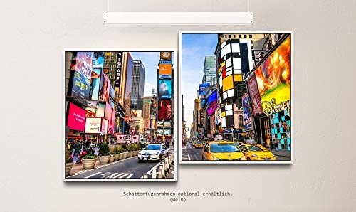 Paul Sinus Art New York City Skyline 130 x 90 cm (2 Bilder ca. 75x65cm) Leinwandbilder fertig im Schattenfugenrahmen Weiss Kunstdruck XXL modern