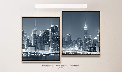 Paul Sinus Art New York Skyline 130 x 90 cm (2 Bilder ca. 75x65cm) Leinwandbilder fertig im Schattenfugenrahmen Natur Kunstdruck XXL modern
