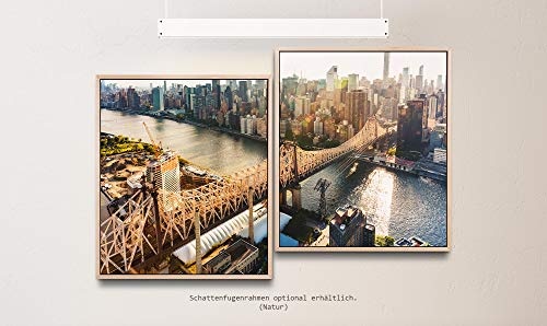 Paul Sinus Art New York City Brücke 130 x 90 cm (2 Bilder ca. 75x65cm) Leinwandbilder fertig im Schattenfugenrahmen Natur Kunstdruck XXL modern