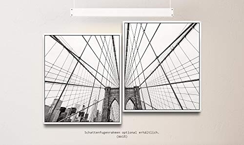 Paul Sinus Art New York City Skyline 130 x 90 cm (2 Bilder ca. 75x65cm) Leinwandbilder fertig im Schattenfugenrahmen Weiss Kunstdruck XXL modern