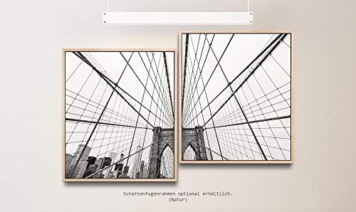 Paul Sinus Art New York City Skyline 130 x 90 cm (2 Bilder ca. 75x65cm) Leinwandbilder fertig im Schattenfugenrahmen Natur Kunstdruck XXL modern