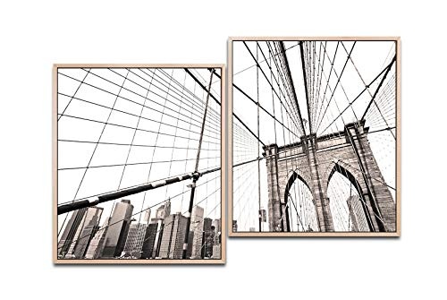 Paul Sinus Art New York 130 x 90 cm (2 Bilder ca. 75x65cm) Leinwandbilder fertig im Schattenfugenrahmen Natur Kunstdruck XXL modern