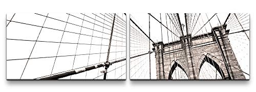 Paul Sinus Art New York 180x50cm - 2 Wandbilder je 50x90cm - Kunstdrucke - Wandbild - Leinwandbilder fertig auf Rahmen