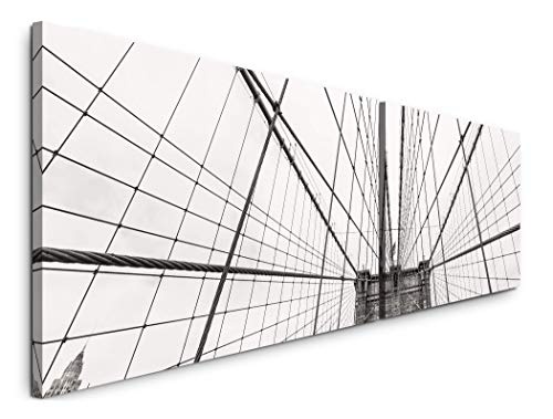 Paul Sinus Art New York City Skyline 180x50cm - 2 Wandbilder je 50x90cm - Kunstdrucke - Wandbild - Leinwandbilder fertig auf Rahmen