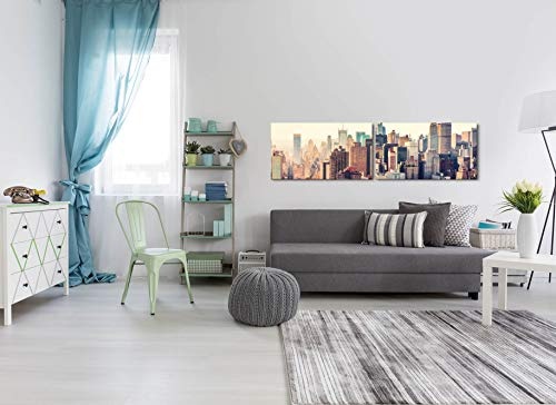 Paul Sinus Art New York Twilight 180x50cm - 2 Wandbilder je 50x90cm - Kunstdrucke - Wandbild - Leinwandbilder fertig auf Rahmen