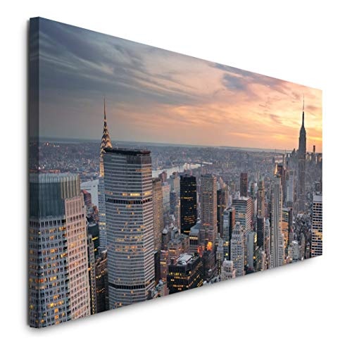 Paul Sinus Art GmbH New York Skyline 120x 50cm Panorama Leinwand Bild XXL Format Wandbilder Wohnzimmer Wohnung Deko Kunstdrucke