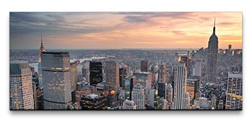 Paul Sinus Art GmbH New York Skyline 120x 50cm Panorama Leinwand Bild XXL Format Wandbilder Wohnzimmer Wohnung Deko Kunstdrucke