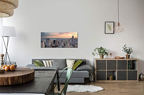 Paul Sinus Art GmbH New York Skyline 120x 50cm Panorama Leinwand Bild XXL Format Wandbilder Wohnzimmer Wohnung Deko Kunstdrucke