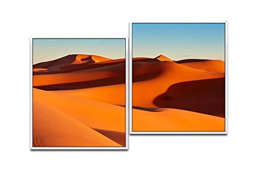 Paul Sinus Art Sand Dünen 130 x 90 cm (2 Bilder ca. 75x65cm) Leinwandbilder fertig im Schattenfugenrahmen Weiss Kunstdruck XXL modern