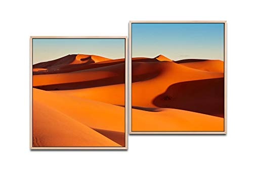 Paul Sinus Art Sand Dünen 130 x 90 cm (2 Bilder ca. 75x65cm) Leinwandbilder fertig im Schattenfugenrahmen Natur Kunstdruck XXL modern
