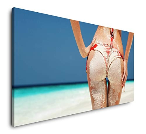 Paul Sinus Art Frauenpo bedeckt mit Sand 120x 60cm Panorama Leinwand Bild XXL Format Wandbilder Wohnzimmer Wohnung Deko Kunstdrucke