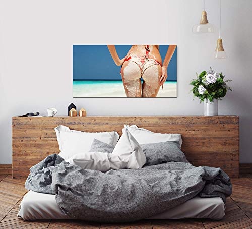 Paul Sinus Art Frauenpo bedeckt mit Sand 120x 60cm Panorama Leinwand Bild XXL Format Wandbilder Wohnzimmer Wohnung Deko Kunstdrucke